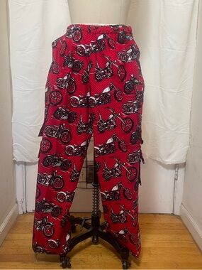 The outdoor cargo pocket flannel Motorcycle-Print Lounge Pajama Pants - unisex!